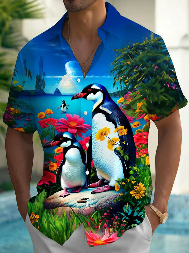 men's Hawaiian shirt front view tropical beach vacation