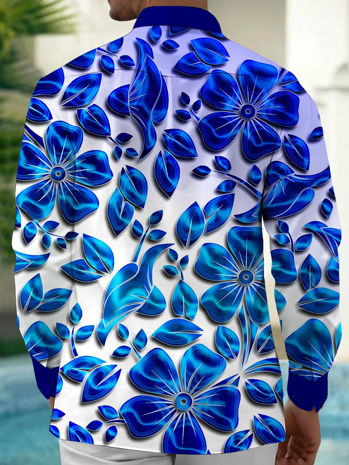 Floral Men's Pocket Long Sleeve Shirts