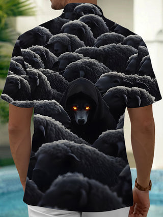 Men's animal print short sleeve shirt back view