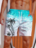Hawaiian Coconut Tree Print Men's Shorts With Pocket