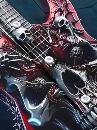men's guitar print short sleeve flat lay shirt
