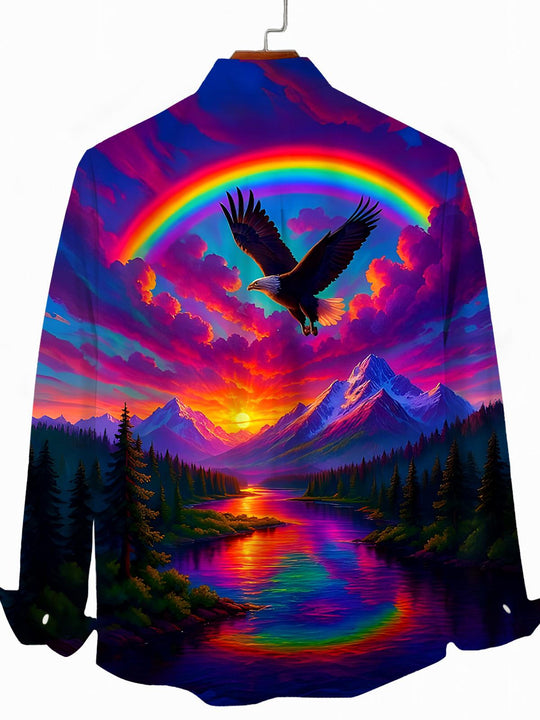 Men's eagle print long sleeve shirt back view