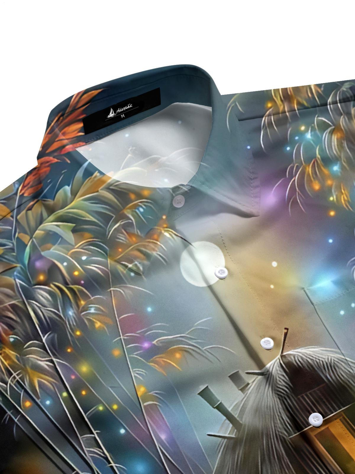 Bamboo Forest Grass House Art Print Men's Pocket Short Sleeve Shirts