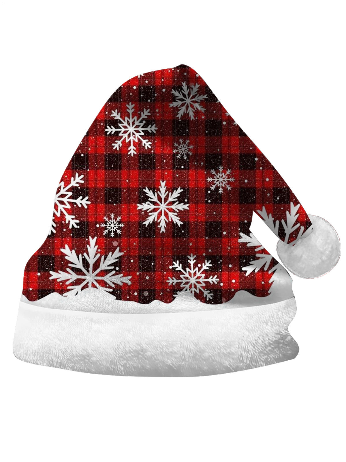 Snowflake Plaid Men's Print Christmas Hat