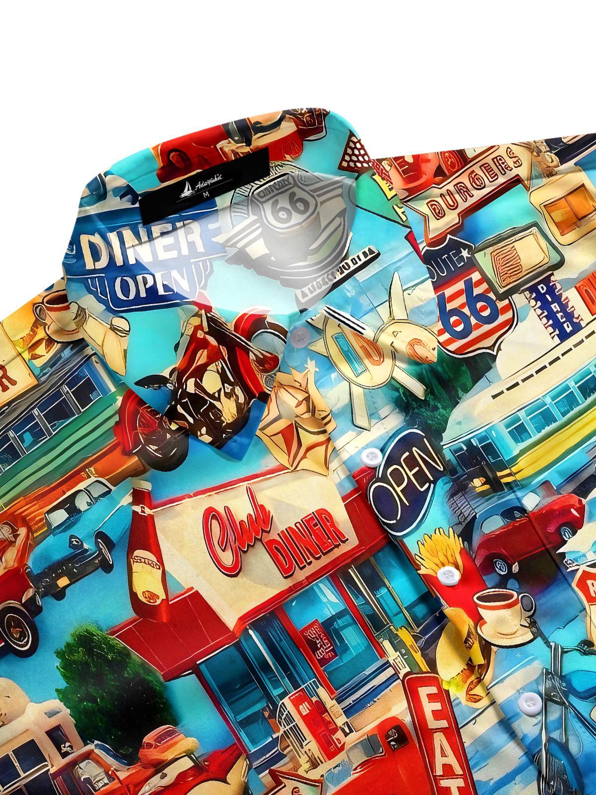 men's 70s print shirt side view