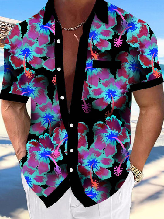 Men's Floral Short Sleeve Shirt Front View