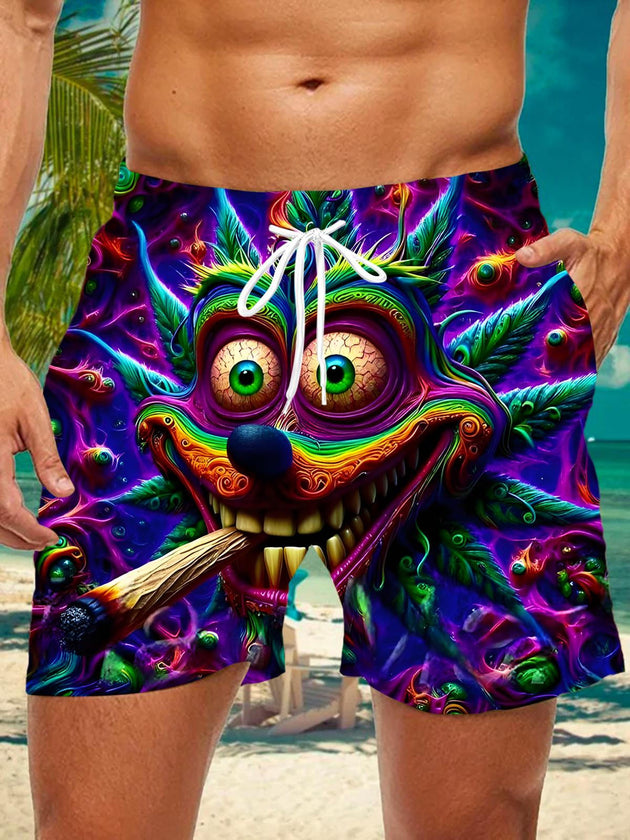 Men's fun print casual shorts front view