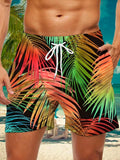 Leaf Print Men's Print Pocket Shorts