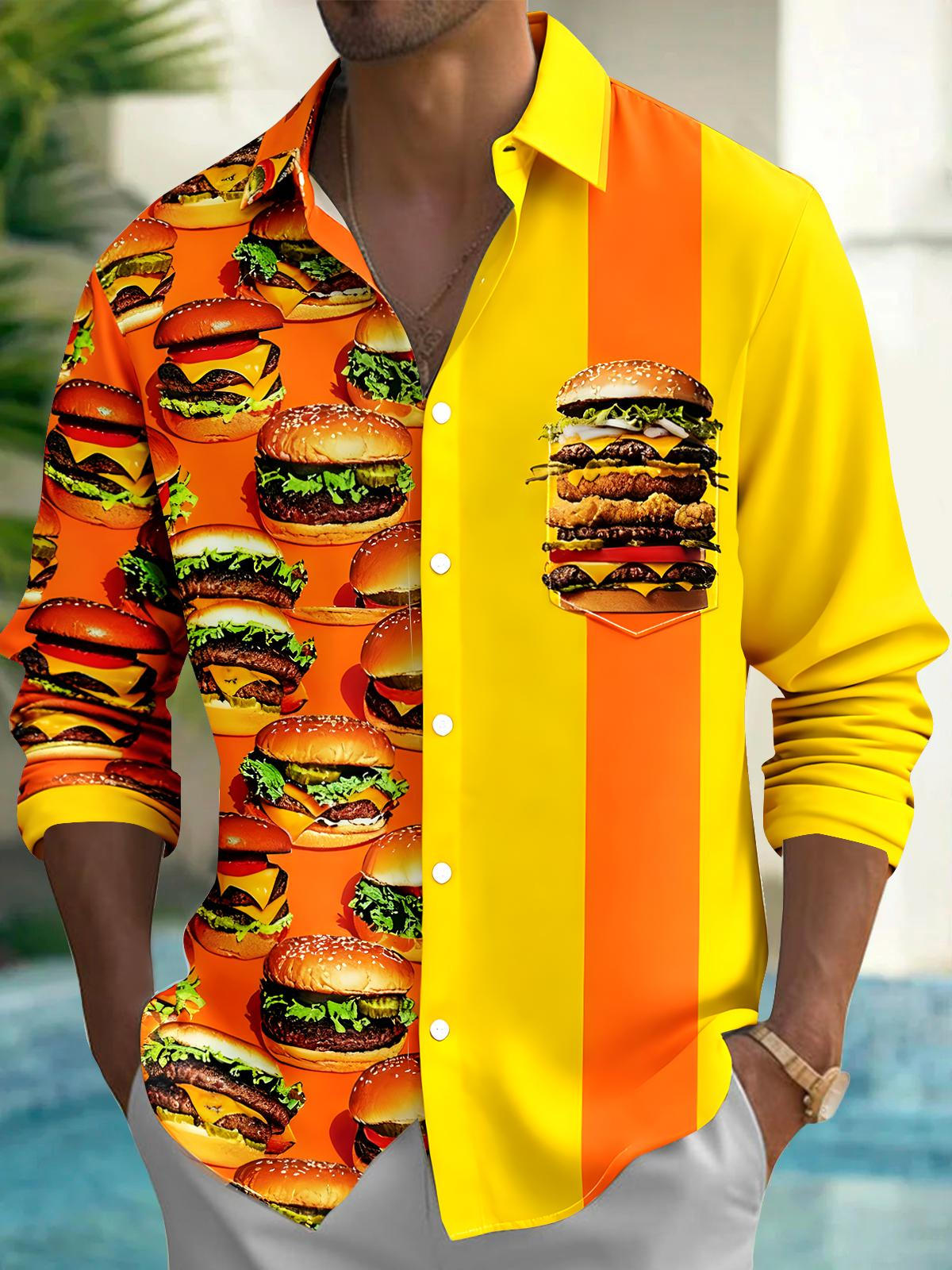 Hamburger Men's Pocket Long Sleeve Shirts