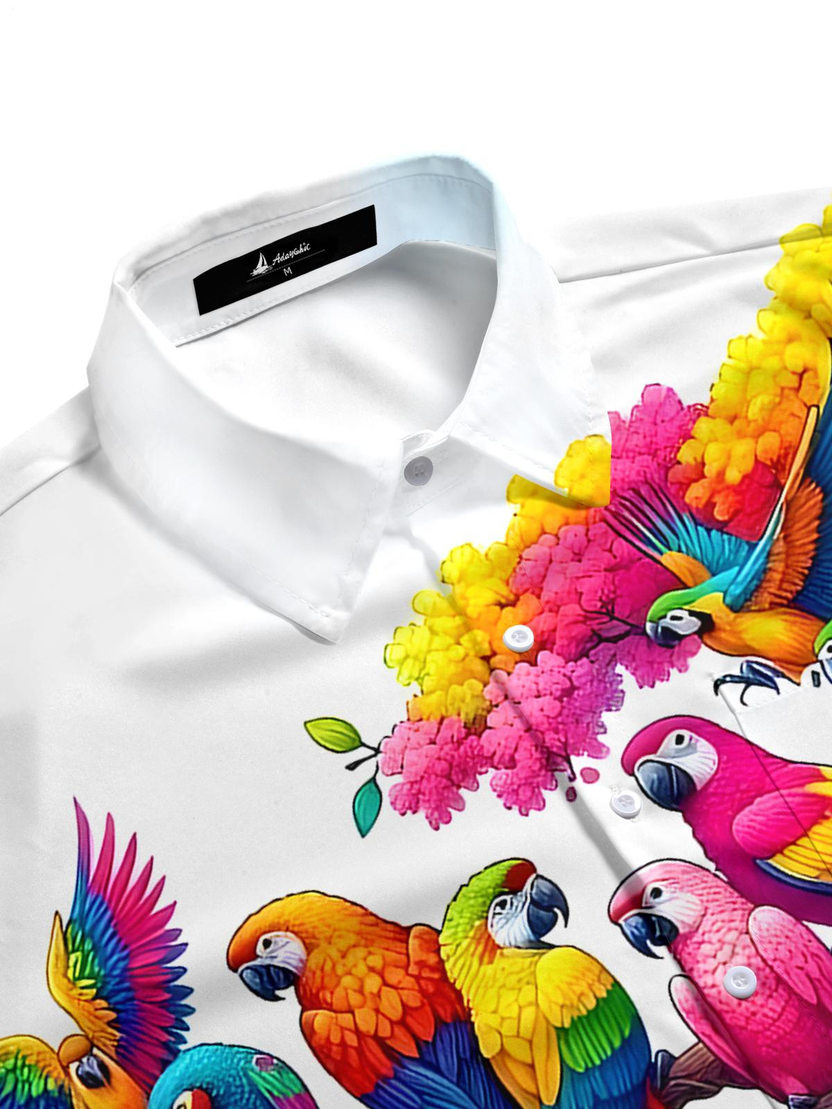 Parrot Floral Men's Pocket Short Sleeve Shirts