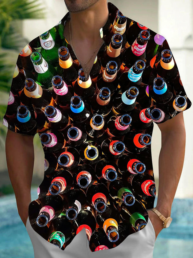 men's beer print shirt front view