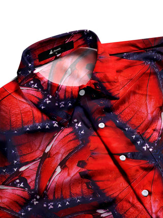 Men's butterfly print pocket half sleeve shirt side view