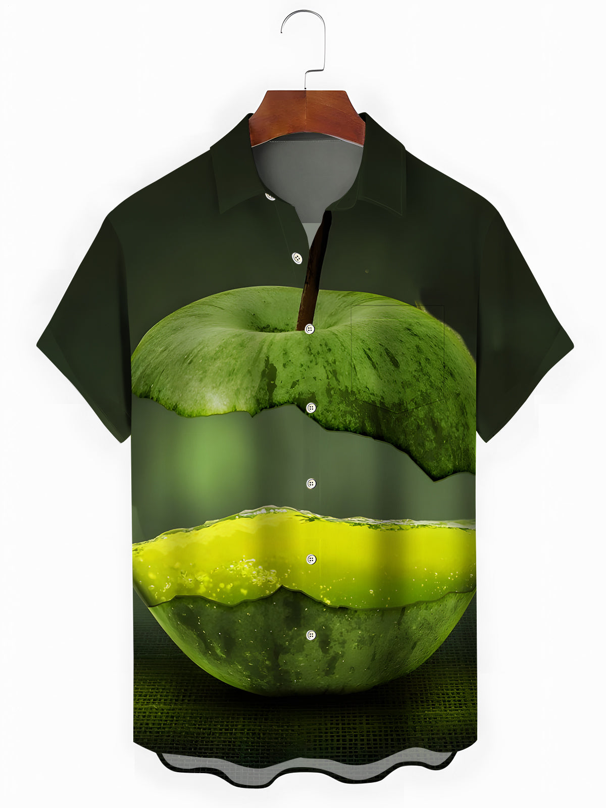 Apple Print Men's Pocket Short Sleeve Shirts