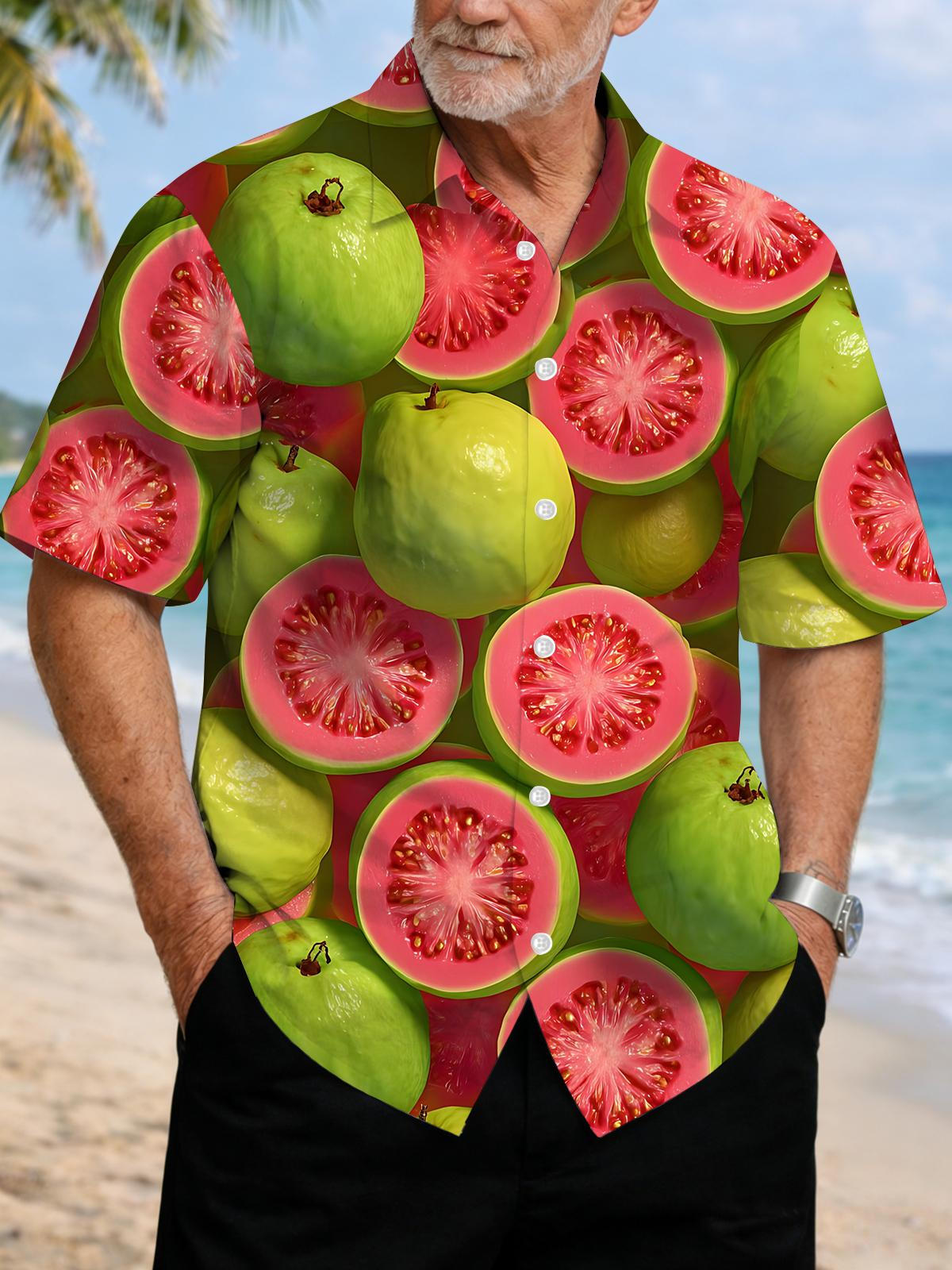 Guava Print Men's Pocket Short Sleeve Shirts