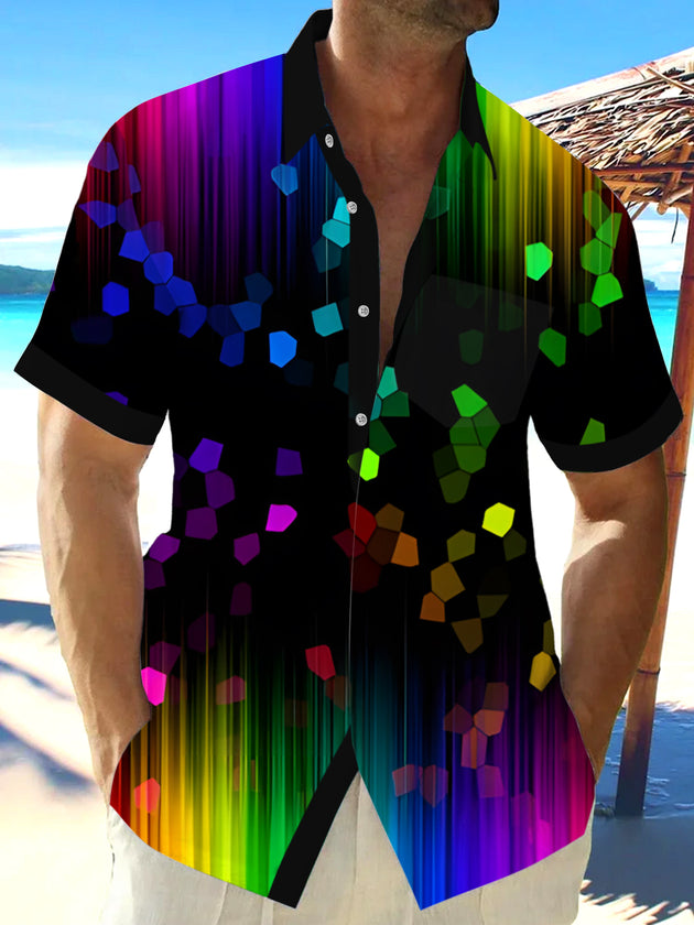 men's geometric print shirt front view
