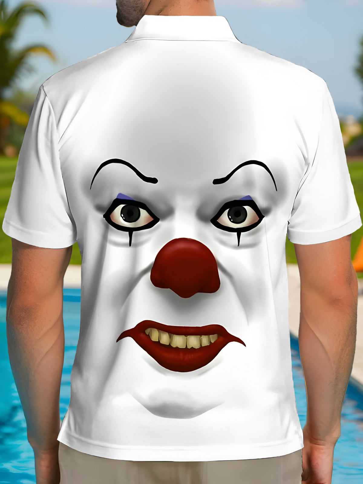 Joker Print Men's Short Sleeve Button Polo Shirt