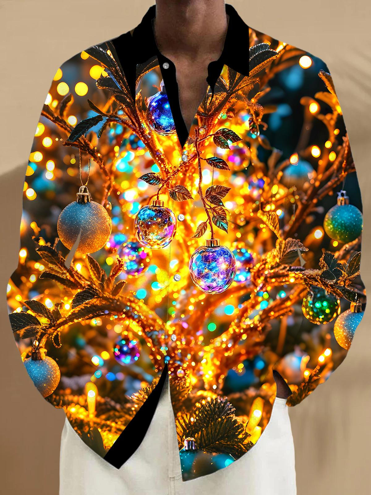 Christmas Lights Men's Pocket Long Sleeve Shirts