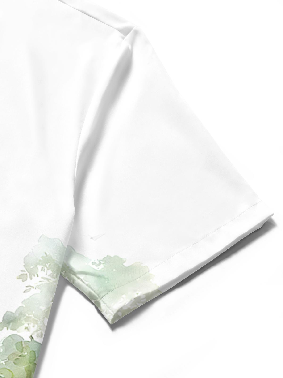 Courtyard Lotus Men's Pocket Short Sleeve Shirts