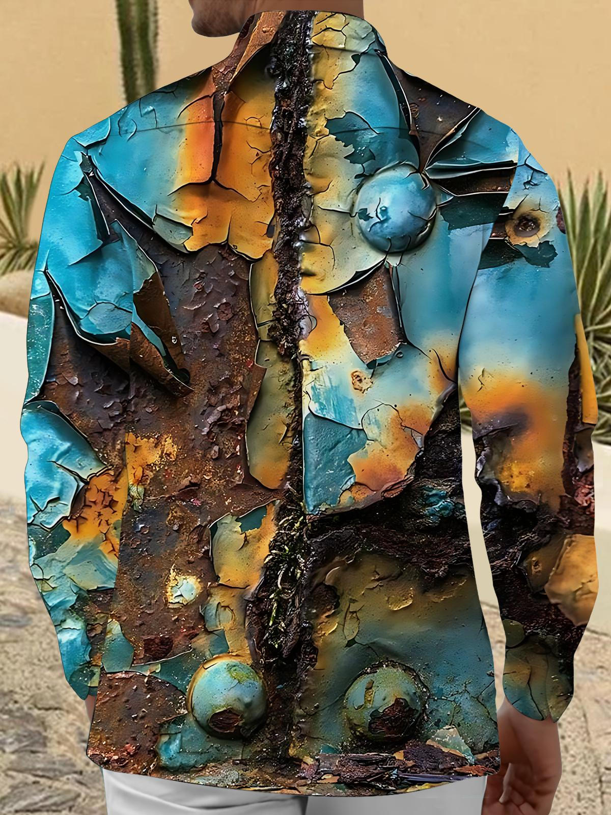 Vintage Rust Print Men's Pocket Long Sleeve Shirts