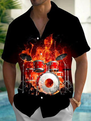 men's skeleton pattern shirt back view