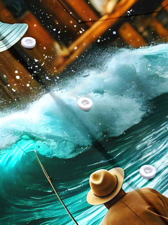 men's wave print short sleeve flat lay shirt