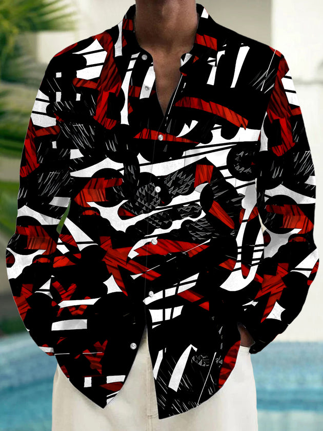 Men's abstract print long sleeve shirt front view