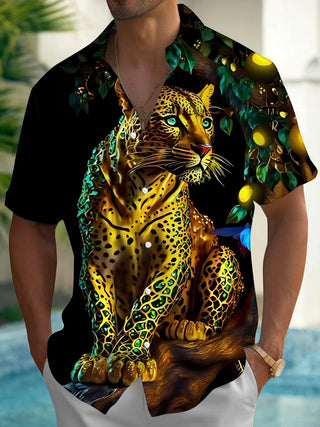 men's leopard print shirt front view