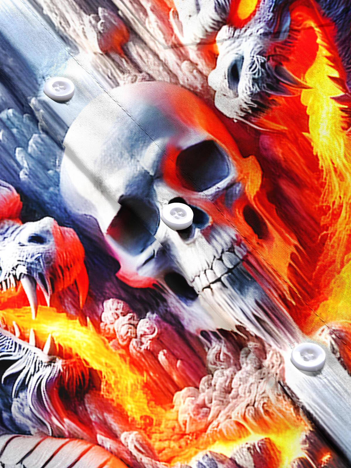 Skull Dragon Mountain Men's Pocket Short Sleeve Shirts