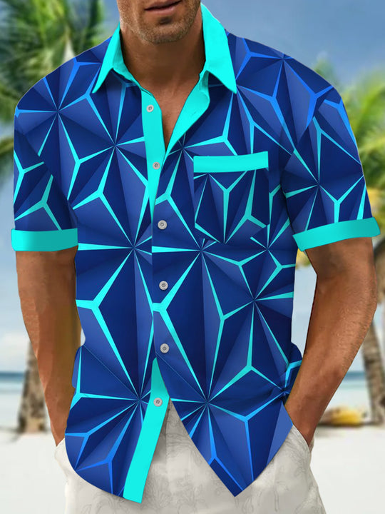 men's geometric print shirt front view