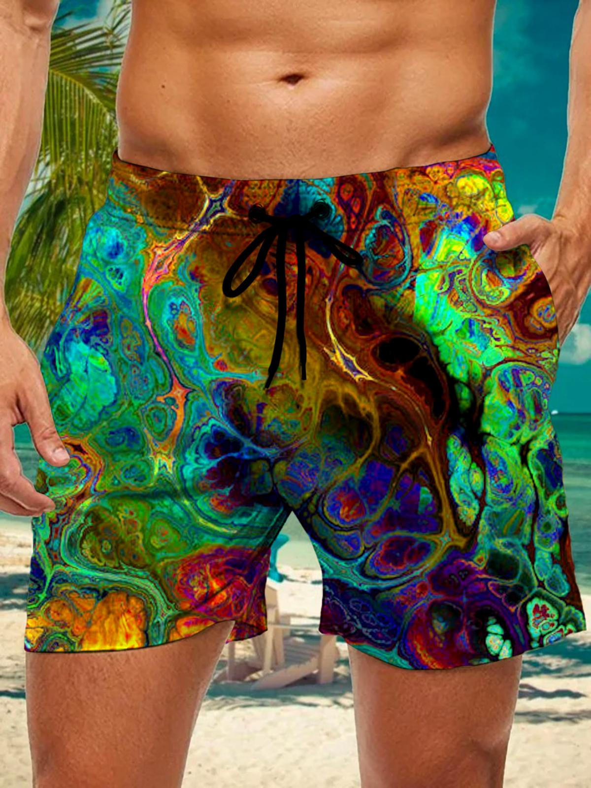 Abstract Men's Shorts With Pocket