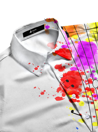 men's guitar print shirt side view
