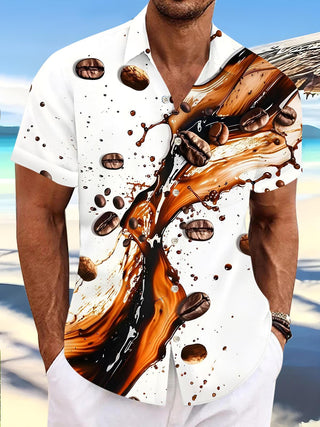 Men's coffee pocket short sleeve shirt front view