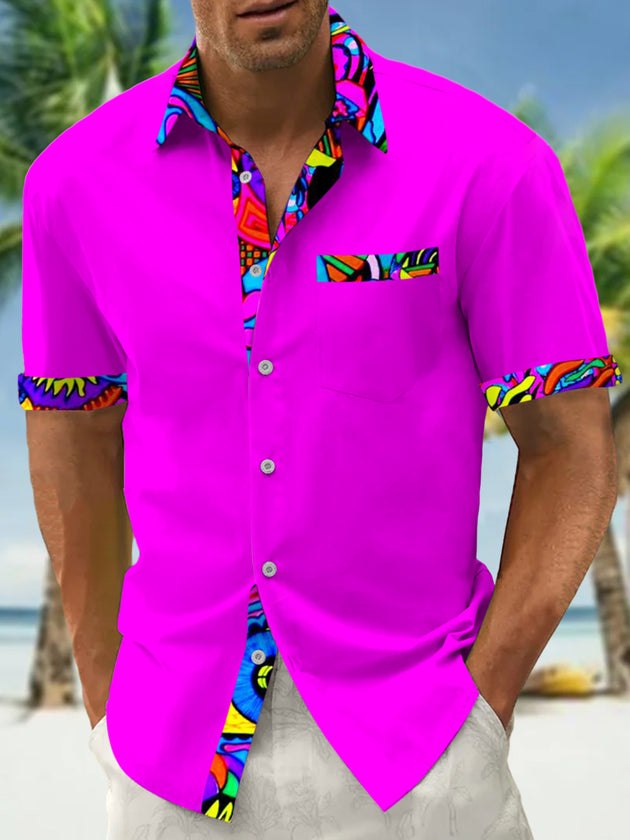 Men's abstract print short sleeve shirt front view