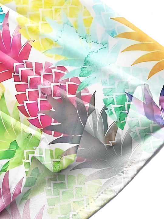men's pineapple print shirt close-up short sleeve