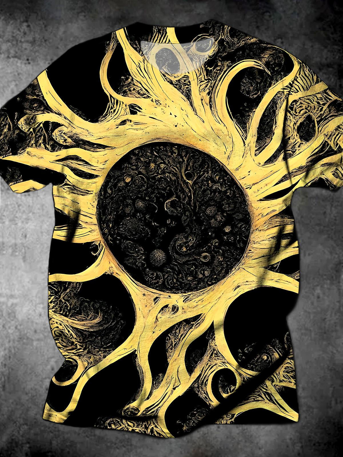 Sun Round Neck Short Sleeve Men's T-shirt