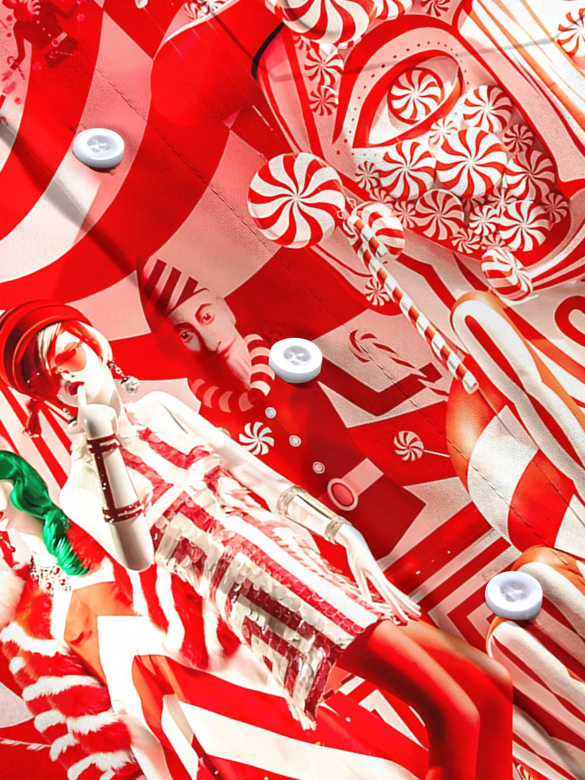 Christmas Print Men's Pocket Short Sleeve Shirts