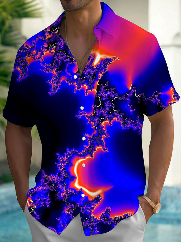 Men's abstract print short sleeve shirt front view