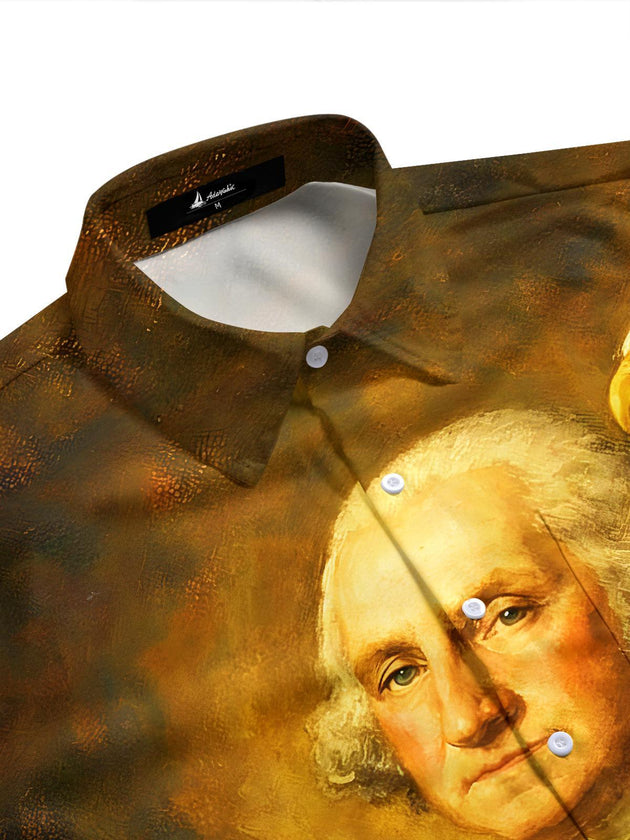 men's 70s print shirt side view