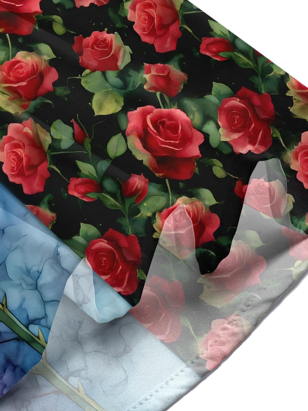 men's rose print shirt summer vacation