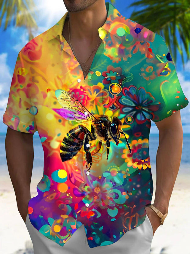 Men's Bee short sleeve pocket shirt front view