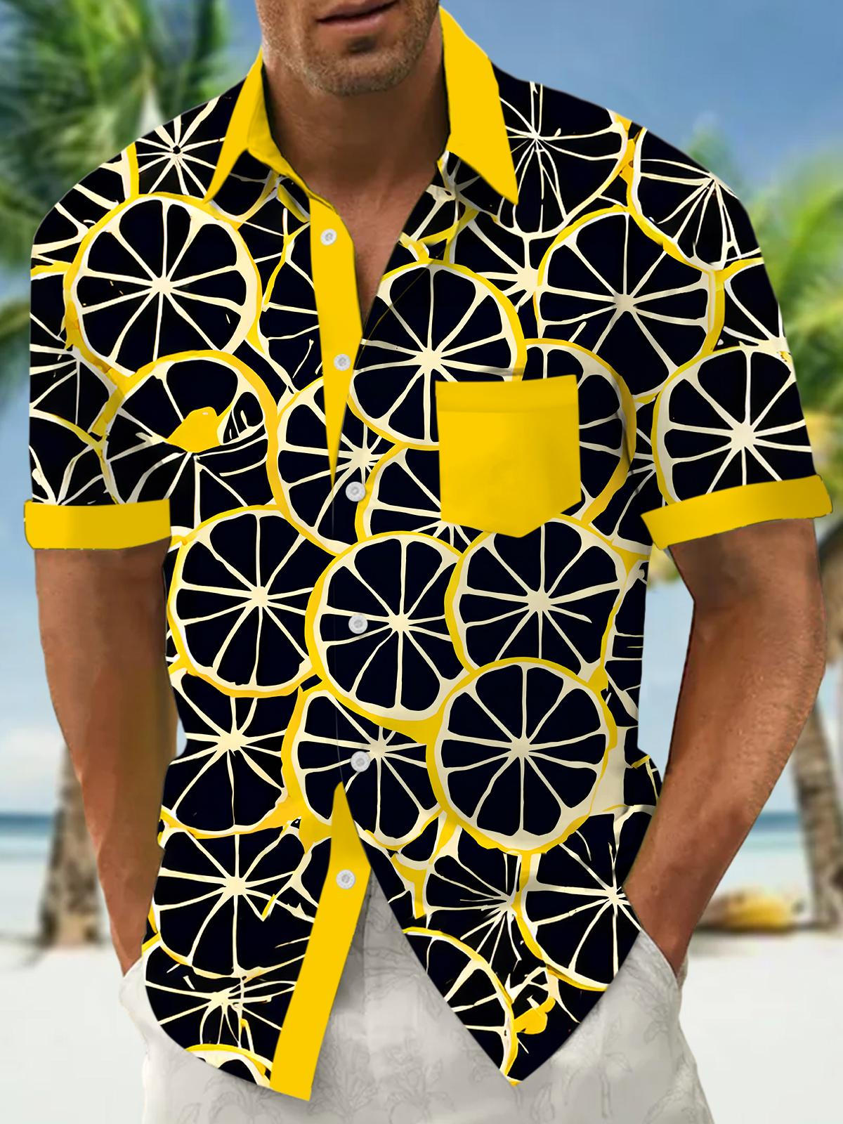 Lemon Men's Pocket Short Sleeve Shirts