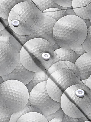 Men's golf print short sleeve shirt pocket stitching detail close-up