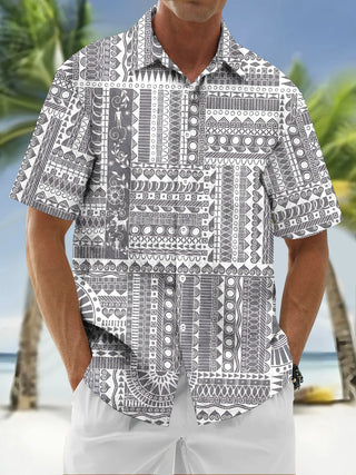men's geometric print shirt front view