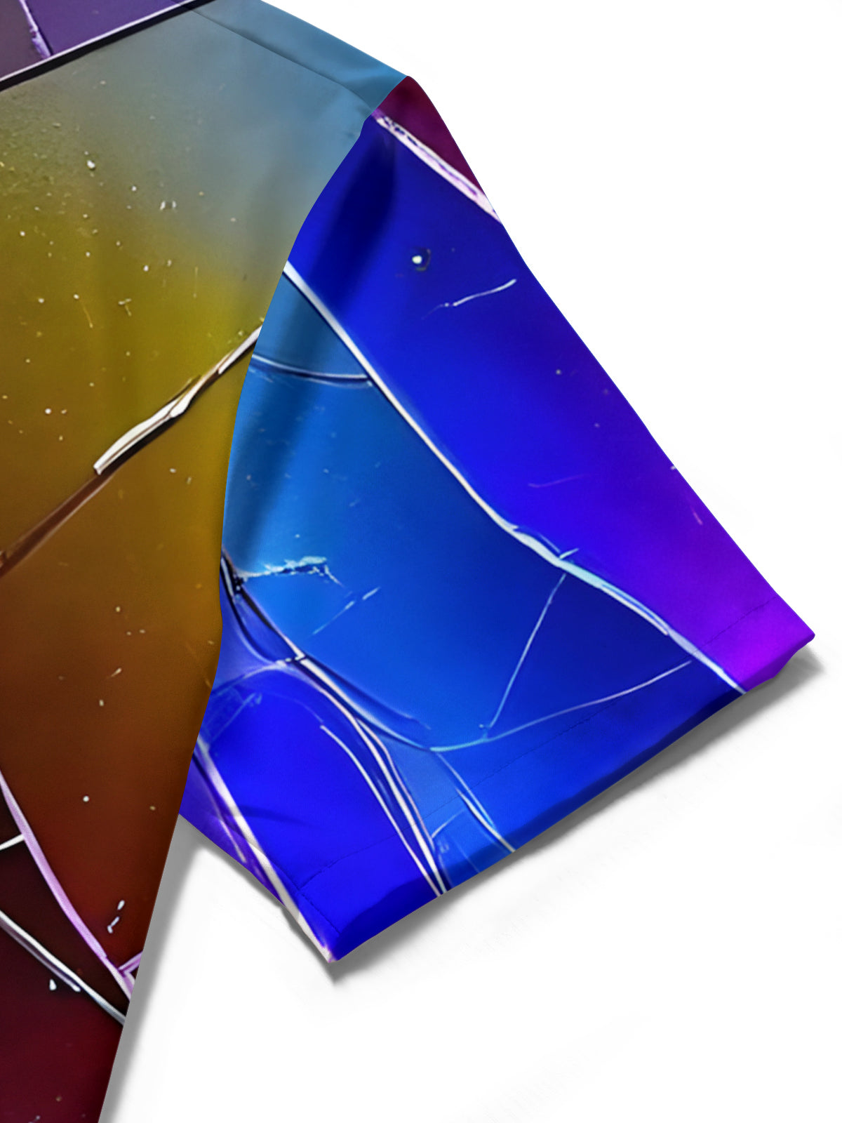 Gradient Broken Glass Print Men's Pocket Short Sleeve Shirts