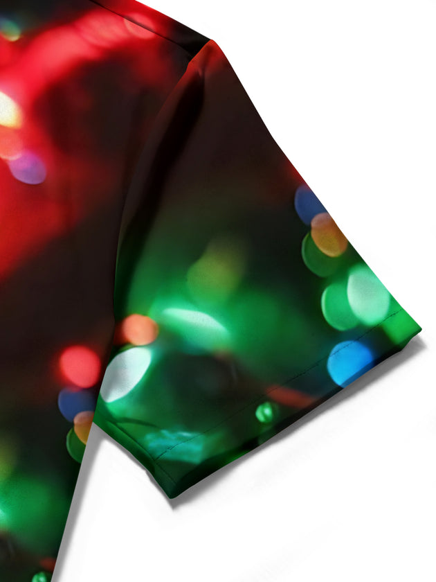 men's colorful Christmas shirt close-up short sleeve