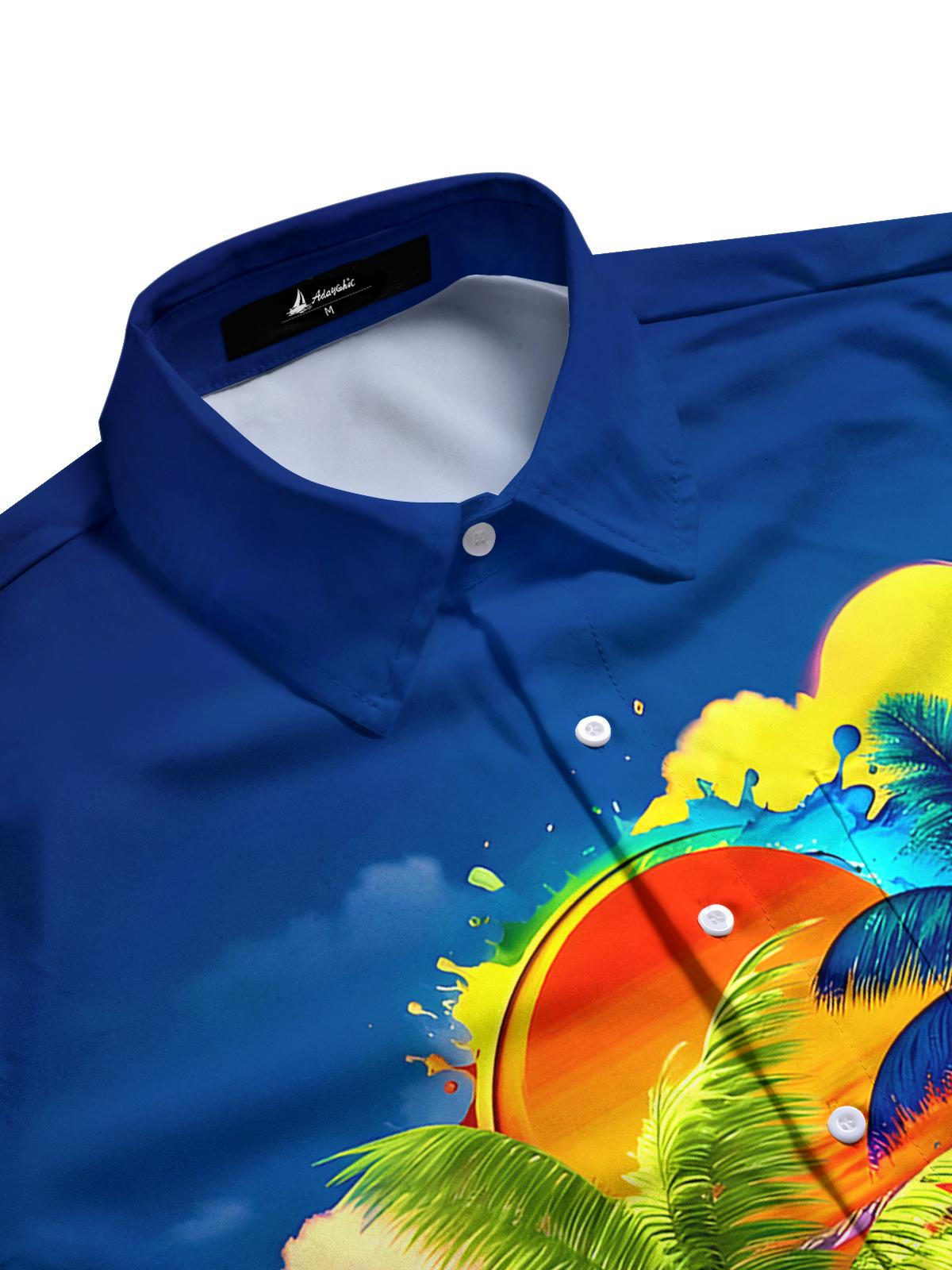 Hawaiian Coconut Tree Men's Pocket Short Sleeve Shirts