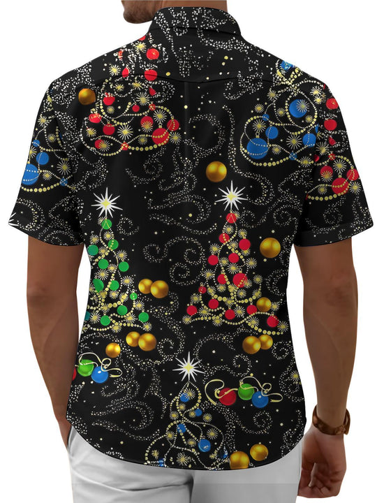Adaychic Christmas Hawaiian Shirts for Men Christmas Tree Short Sleeve Holiday Shirts Trendy Basic Tops for Leisure Vacation chic