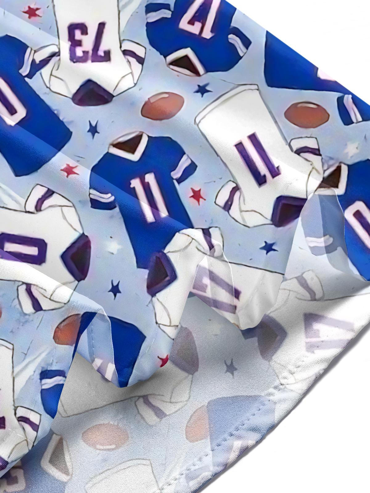 Football Jersey Print Men's Pocket Short Sleeve Shirts