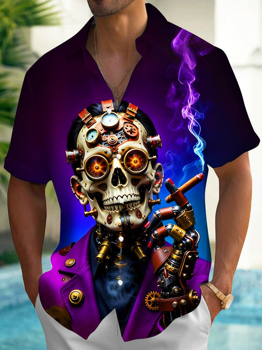 men's skull print shirt front view