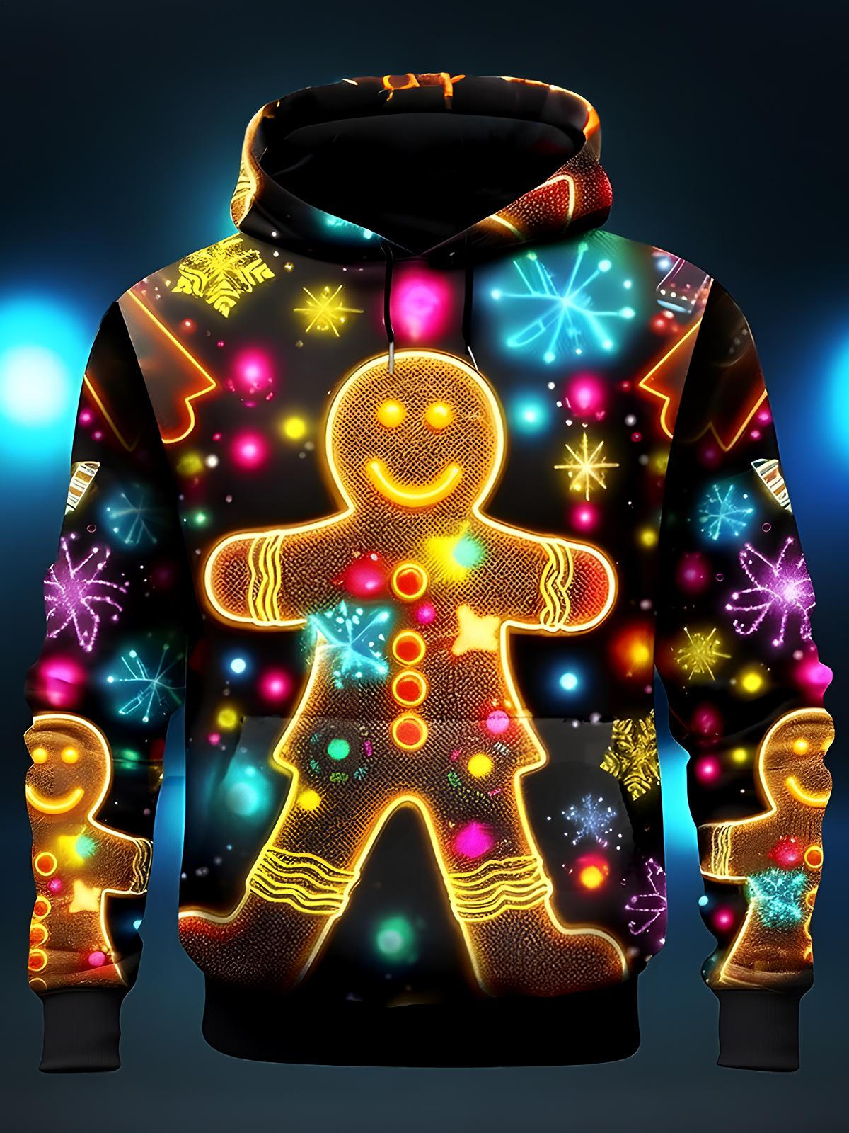 Gingerbread Man Men's Long Sleeve Pocket Hoodies